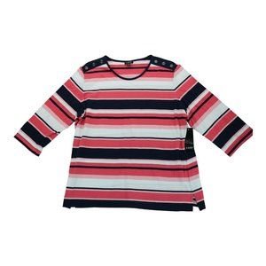 Links 1x Stripped Pull Over criss cross Short Sleeves NWT‎